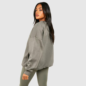 Sudadera con logotipo personalizado, sudadera de lana de algodón para mujer, cuello redondo, sudadera con estampados personalizados de gran tamaño, ropa personalizada - Product Image 2