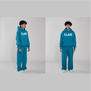 Sweat à capuche surdimensionné en coton mélangé de haute qualité, design à épaules tombantes avec impression en relief de poids lourd, qualité supérieure pour hommes - Product Image 1