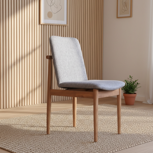 Chaise de salle à manger en teck massif au design contemporain, pieds en bois, rembourrage personnalisé, pour la maison, les appartements, les hôtels, les restaurants - Product Image 1