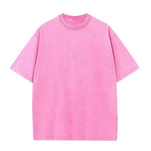 T-shirt en coton épais délavé à l'acide avec manches courtes à col rond classique et design vintage délavé pour des tenues Streetwear décontractées - Product Image 1