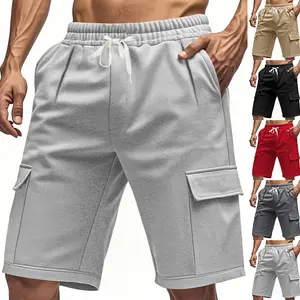 Pantalon de sport d'été à cinq points pour hommes avec cordon de serrage respirant pour la peau ample Squat Jogging Shorts High Street Mid Multi-Pocket - Product Image 1