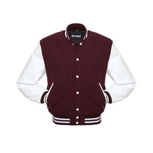 Veste universitaire sur mesure pour homme de qualité supérieure, mélange de laine, manches en cuir PU, col côtelé, veste de baseball, approvisionnement en gros OEM - Product Image 5