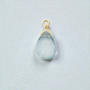 Colgante de Cuarzo Aqua Natural en Forma de Lágrima, Gema Facetada, Alambre Dorado, para Fabricación de Joyería, Componentes para Collares, Venta al por Mayor - Product Image 1