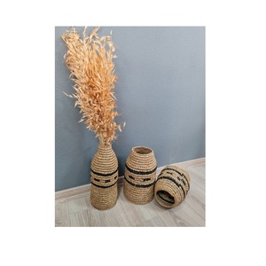 Cesta de maceta de cuerda de yute tejida a mano con soporte, diseño único, cesta de mimbre para interiores y exteriores hecha de hierro y ratán - Product Image 3