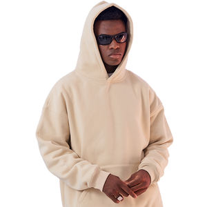 Ropa esencial de invierno Sudadera con capucha cálida de algodón pesado Logotipo personalizado Ropa de calle para hombre Sudaderas con capucha de gran tamaño en blanco - Product Image 1