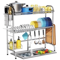 Égouttoir à vaisselle classique à trois niveaux pliable en acier inoxydable fait main avec design étanche pour évier de cuisine