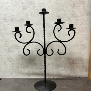 Candélabre en fer forgé à 5 bras, finition noire, parfait pour la décoration intérieure de la maison, les mariages, Noël, candélabre de sol en solde - Product Image 6