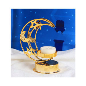 Fantastique Design Or Métal Lune Forme Bougeoir En Gros Photophore Stand Maison Restaurants et Événements Utilisation au Meilleur Prix - Product Image 2