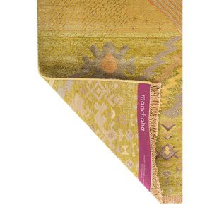 พรมขนสัตว์และไหมไผ่ขนาดใหญ่ลายเรขาคณิต 9x12 ฟุต รุ่นแมนชาฮ่า โกลด์ สำหรับห้องนั่งเล่นและทางเดินในบ้าน-Les-2675 - Product Image 5