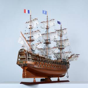 Modelo de barco de madera Royal Louis curvo de 80cm, suministros de artesanía pintados a mano para decoración del hogar, artesanías de madera, cajas de madera, carteles de pared - Product Image 6