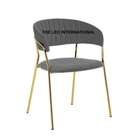 Fauteuil d'appoint en tissu velours bleu marine avec cadre en métal doré, usage hôtel, événement, salon, pouf moderne 33X28X35 pouces