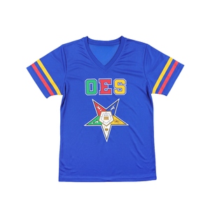 Camiseta de fútbol OES 100% algodón Orden de Eastern Star Shirt Custom Fraternity Sorority Apparel Top azul bordado - Product Image 1