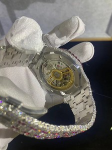 Montre mécanique en acier inoxydable pour femmes, luxe glacé, moissanite, mouvement MIYOTA, cadran en verre analogique, style hip-hop, rappeur, haut de gamme - Product Image 6