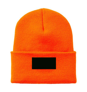 Bonnet unisexe bleu en tricot pour l'hiver, 56-58 cm, décontracté, adulte, en acrylique, avec revers, motif uni - Product Image 3