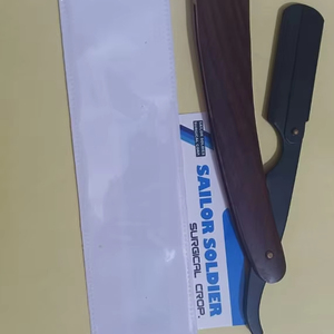 มีดโกนสำหรับร้านตัดผมแบบพับได้ใบมีดสำหรับใบหน้าแบบมืออาชีพมีดโกนสำหรับช่างตัดผมด้ามจับทำจากไม้ออกแบบได้ตามต้องการ - Product Image 1