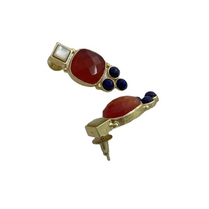Gold plated <b>long</b> multi gemstone circles <b>Earring</b> colorful <b>earrings</b> for women Multi Style Color Gold Plated <b>Earrings</b> - Product Image 2