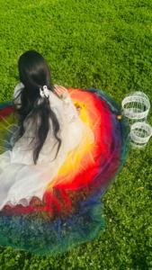 Vestido de cuento de hadas de color arcoíris con un toque caprichoso perfecto para niñas de cumpleaños damas de honor o invitados de boda Anarkali - Product Image 4