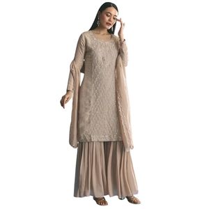 Tessuto oro Kurta Sharara Set con perline e paillettes per ricevimenti di nozze all'ingrosso eventi nuziali e Custom Premium festivo - Product Image 1