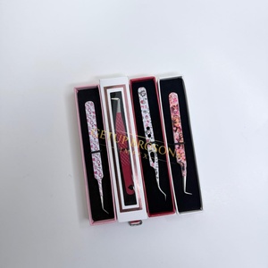 High Quality GETUP BROSONS IMPEX GBI-EET 90/curve/isolation Stainless Steel <b>Silver</b>/Red/Gold Colors Smooth Eyelash Tweezers - Product Image 2