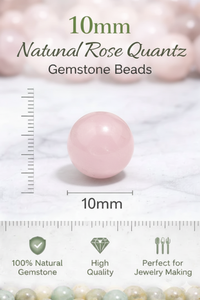 Cuentas Redondas de Cuarzo Rosa Natural de 10 mm para Hacer Joyas, Collares, Pulseras y Pendientes - Product Image 3