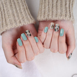 ShineB Meilleures ventes Bandes d'ongles en gel 3D de haute qualité Design léopard facile de Corée #45902 Autocollants pour ongles Soul Mint pour salons de beauté - Product Image 5