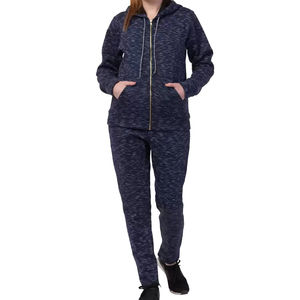 Ropa deportiva con logotipo personalizado de alta calidad, chándal de lana de algodón 100% para mujer, chándales de dos piezas de gran tamaño lisos para damas, OEM - Product Image 4