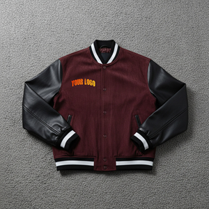 Veste Varsity Letterman en laine 100% coton sur mesure Veste Chenille Patches personnalisée de haute qualité avec manche en cuir - Product Image 6