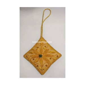 Broderie dorée à la main élégante et nouvelle avec des ornements en perles pour le festival de Noël et la décoration de la maison - Product Image 1