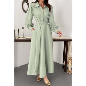<b>Mint</b> Pleated Front Zip <b>Dress</b> - <b>Mint</b> - Product Image 4