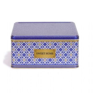 Caja de Almacenamiento Decorativa Kontensan EF02993, con Tapa Deslizante, Diseño Geométrico de Líneas sobre Fondo Azul, 5.8L, Cuadrada, 235x235x110, Patrón Continuo - Product Image 2