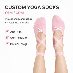 Calzini Antiscivolo <span class=keywords><strong>con</strong></span> Logo Personalizzato, Carini e Imbottiti, per Barre, Ballet, Pilates e Yoga, <span class=keywords><strong>con</strong></span> <span class=keywords><strong>Fiocco</strong></span> - Product Image 1