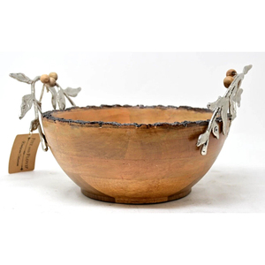 Cuenco de madera para servir a mano de diseño elegante, mango plateado pulido para aperitivos, servicio en casa, precio económico disponible - Product Image 6