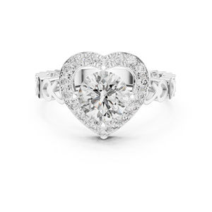 แหวนเพชรทรงกลมทองคำขาว 14K สำหรับผู้หญิงเครื่องประดับงานแต่งงาน |   เพชรที่เพาะเลี้ยงใหม่ - Product Image 1