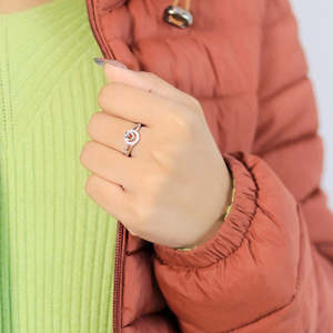 NOVAMART Fine Zarkan Romantic Heart Double Loop <b>Ring</b> Pure <b>Silver</b> with <b>Emerald</b> Cut Gemstone Rhodium Plated Platinum Material Gift - Product Image 2