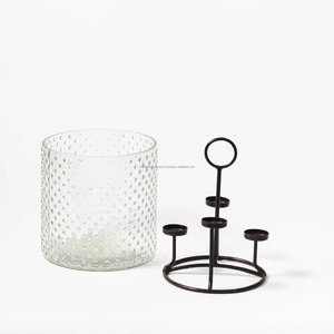 Linternas de metal y vidrio, candelabros de metal para decoración del hogar - Product Image 3
