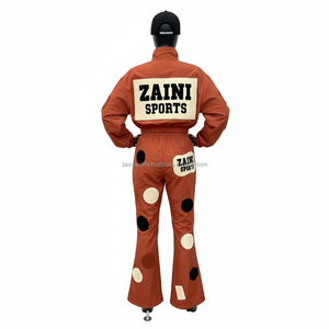 Conjunto de Chaqueta Cortavientos para Mujer en Tela Tejida Color Óxido con Paneles en Contraste y Logotipo de Chenilla Personalizado, Conjunto de Chaqueta Cortavientos de Talla Grande - Product Image 2