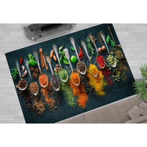Spices Kitchen <b>Rug</b>: 3D Printed Anti-Slip Accent <b>Rug</b>,<b>Chenille</b> <b>Rug</b> - Product Image 3