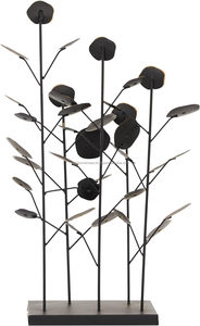 Escultura DE FLOR DE Metal negro audaz Centro de mesa de lujo Acento decorativo artístico para interiores elegantes modernos - Product Image 2