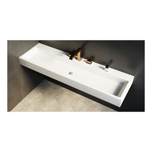 Fregadero de baño de diseño moderno blanco transparente de superficie sólida, escurridor de piedra de mármol Artificial de terrazo puro para lavabos de hoteles - Product Image 5