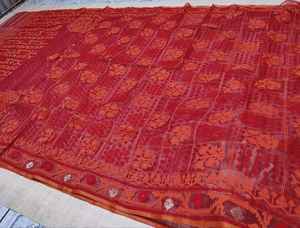 Exclusivo de alta calidad rojo Deshi Dhakai Jamdani Sharee para mujeres JAMDANI tela azul verde dorado cielo azul de Bangladesh - Product Image 5