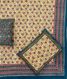 Drap de lit Jaipuri 100% coton fabriqué à la main avec bordure Design main bloc imprimé drap de lit en coton doux avec ensemble de taie d'oreiller - Product Image 4