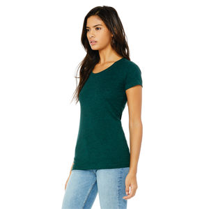 T-Shirt manches courtes femme 50% Polyester 25% Airlume peigné et anneau en coton 25% rayonne 40 simple 3.8 oz émeraude Triblend - Product Image 2