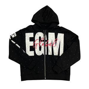 เสื้อมีฮู้ดติดซิปสำหรับผู้ชายเสื้อมีฮู้ดผ้าปักโลโก้ผ้าเฟรนช์เทอร์รี่แนวสตรีท - Product Image 6