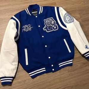 Veste universitaire de baseball universitaire bicolore pour hommes Vêtements d'extérieur Letterman athlétiques en cuir de laine - Product Image 1