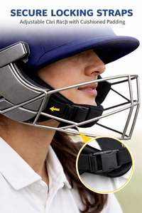 Casque de batteur de cricket Mahaplay taille XL en acier inoxydable et plastique léger bleu/noir fabriqué en Inde - Product Image 2