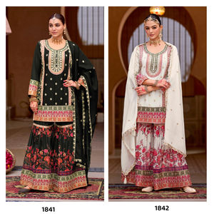 Gulzar Lohri Festive Party Wear Chinon Salwar Kameez Palazzo Suit Meilleur prix Vêtements indiens et pakistanais - Product Image 2