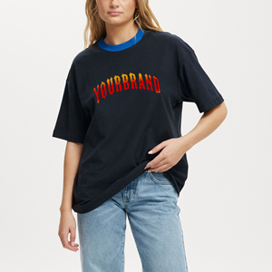 OEM/ODM T-shirt imprimé de logo graphique personnalisé T-shirt surdimensionné 100% coton de haute qualité T-shirt à manches courtes personnalisé pour femmes - Product Image 1