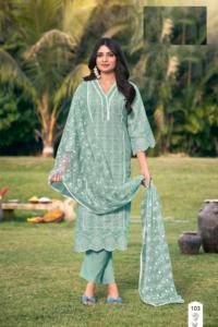 Nuevo conjunto de algodón Premium 60*60 bordado pesado y Organza Dupatta Kurtis para fiestas colección de verano - Product Image 5