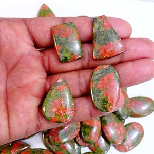 Belle pierre précieuse naturelle Unakite Jasper Cabochon de pierres précieuses en vrac Vente en gros Lot de pierres précieuses naturelles en forme de mélange pour la fabrication de bijoux - Product Image 5