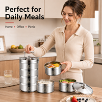 OEM 304 Edelstahl Isolierte Lunchbox Mehrschichtige Stapelbare Bento-Box Auslaufsicherer Lebensmittelbehälter